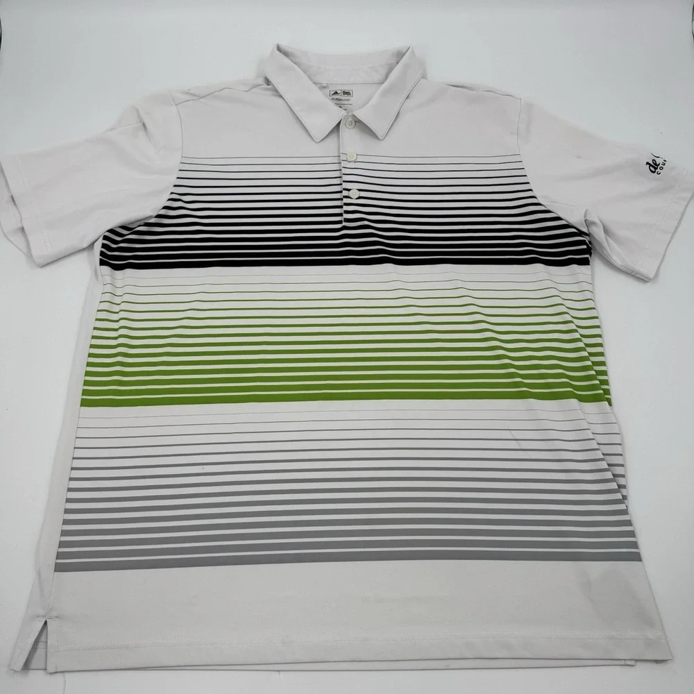 Adidas Mens Shirt X-Large Black‎ Green Stripe de Anza Country Club Golf Polo